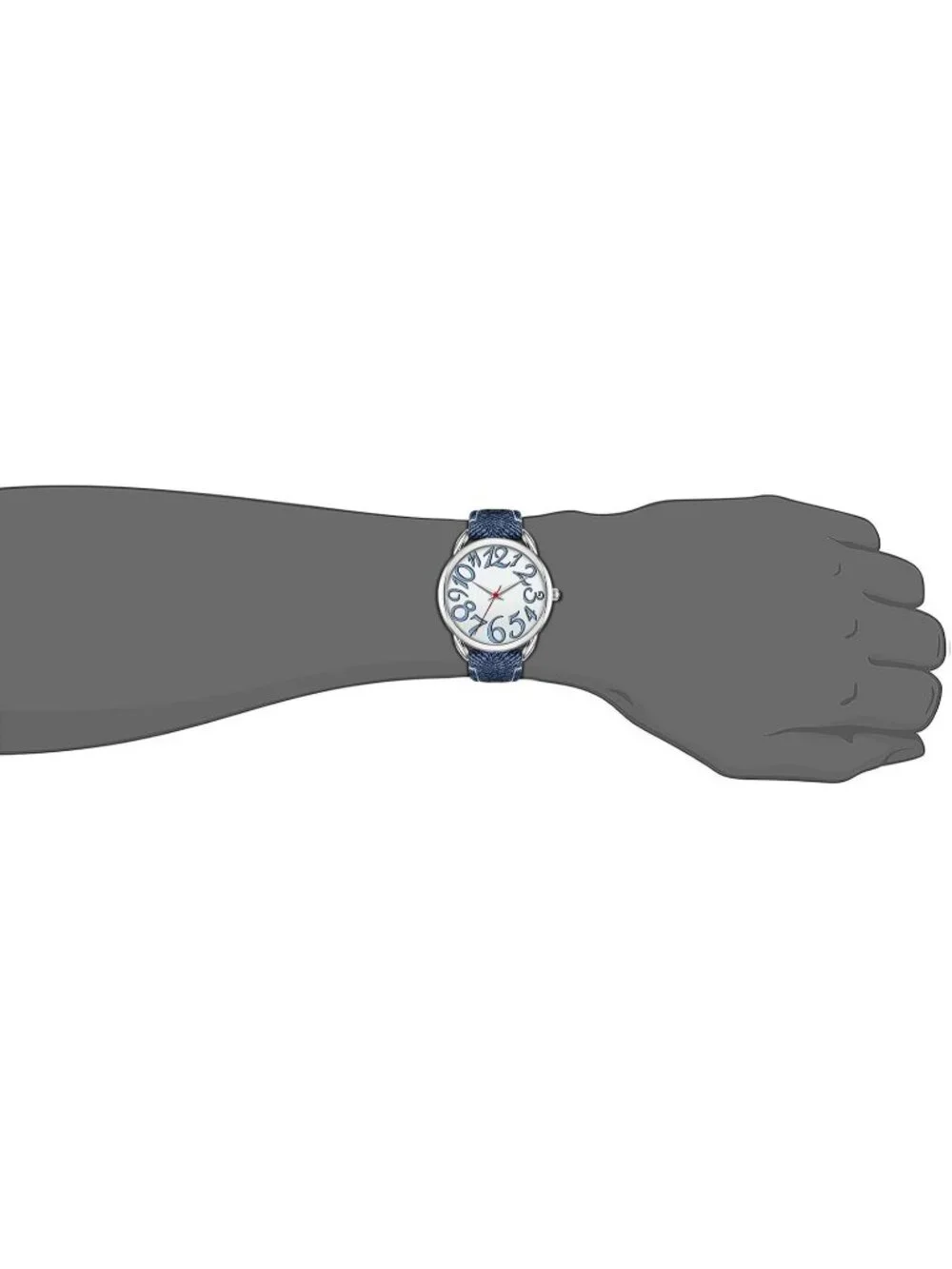 Women's Blue Big Arabic Numbers Dial Easy to Read Denim Leather Strap Watches